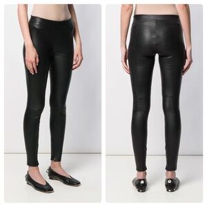 Vince Lamb Leather Zip Slim Fit Trousers Black